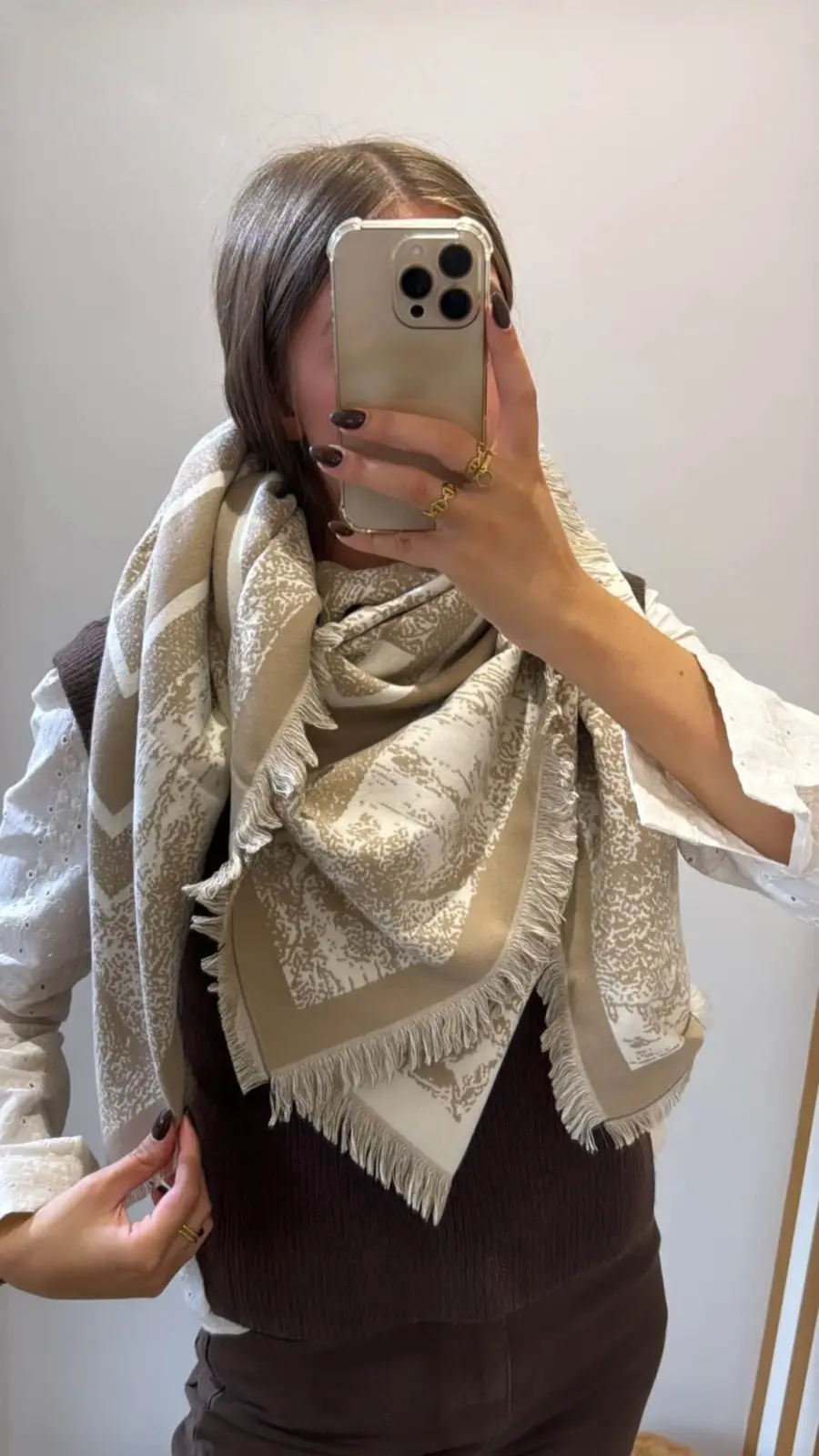 Écharpe bandana beige