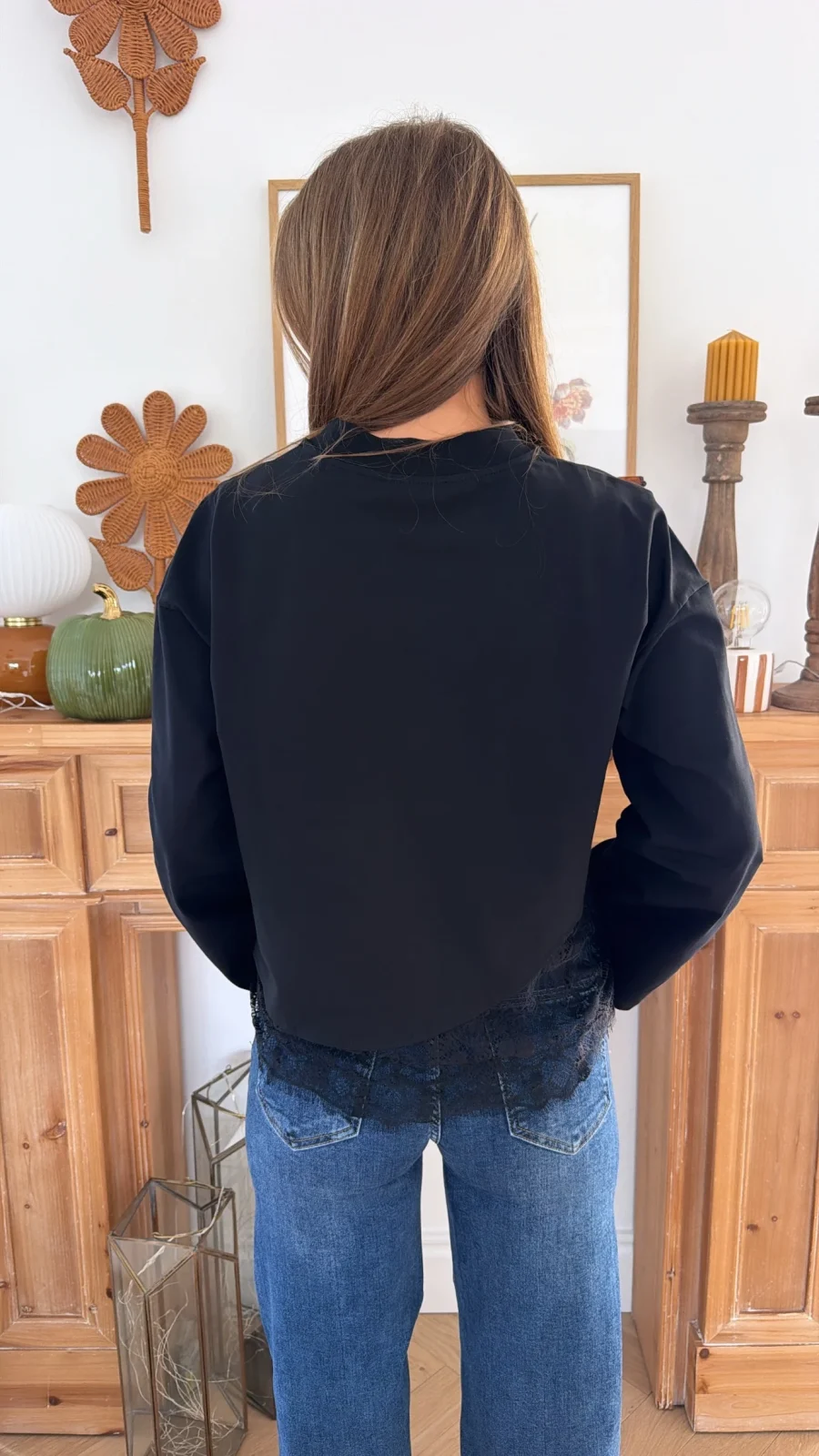 T-Shirt dentelle Noir