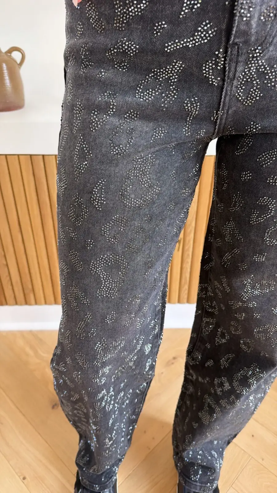 Jean à strass Léopard