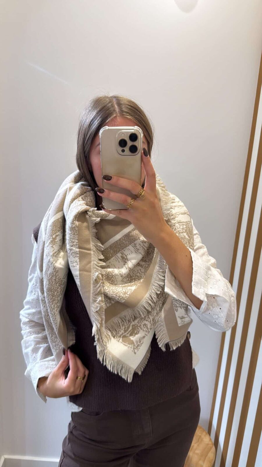 Écharpe bandana beige
