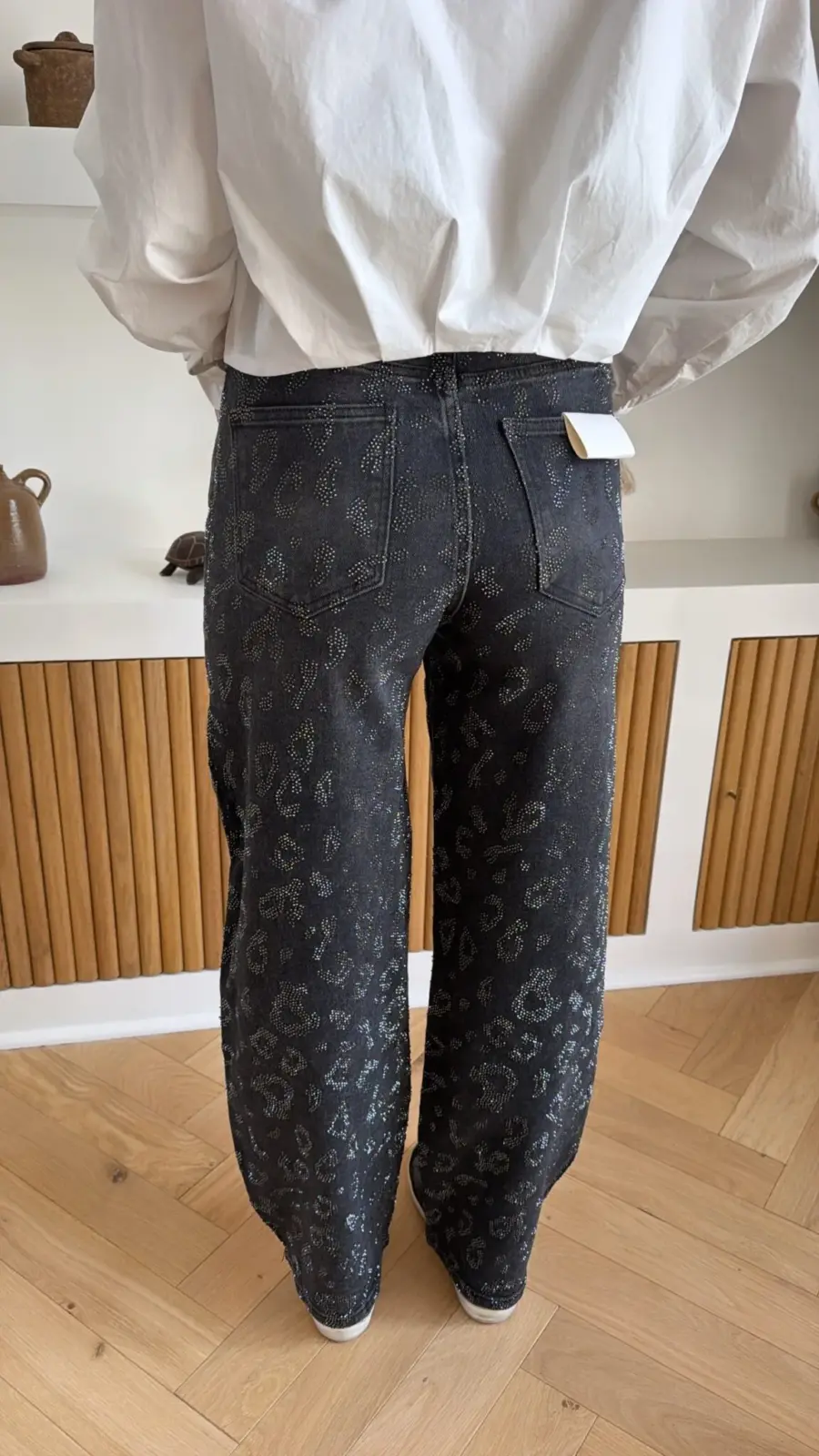 Jean à strass Léopard