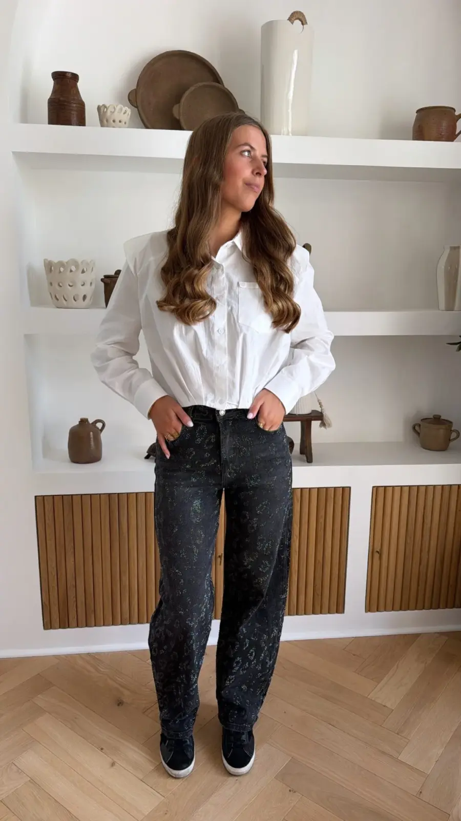 Jean à strass Léopard