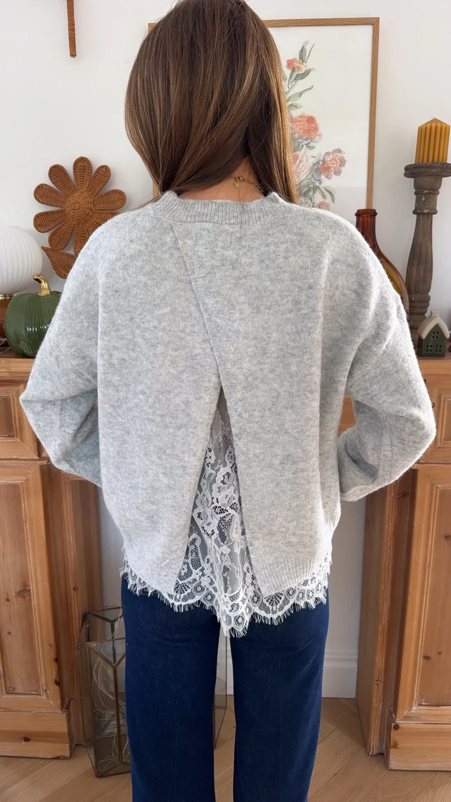 Pull Dentelle Gris