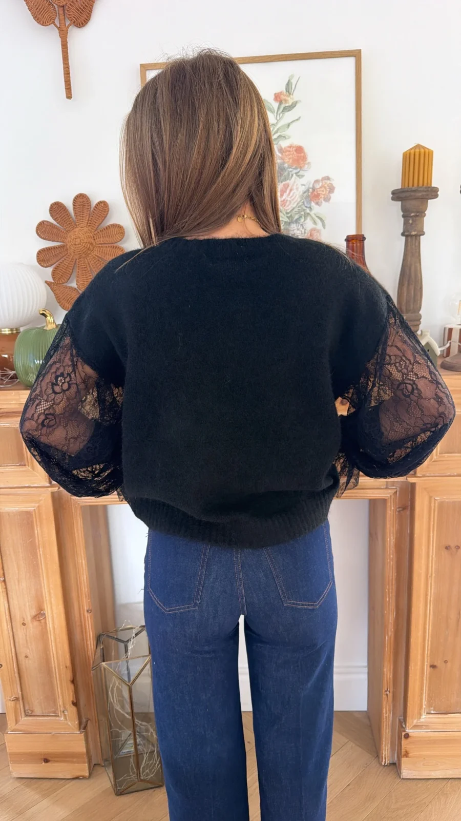 Pull dentelle Noir