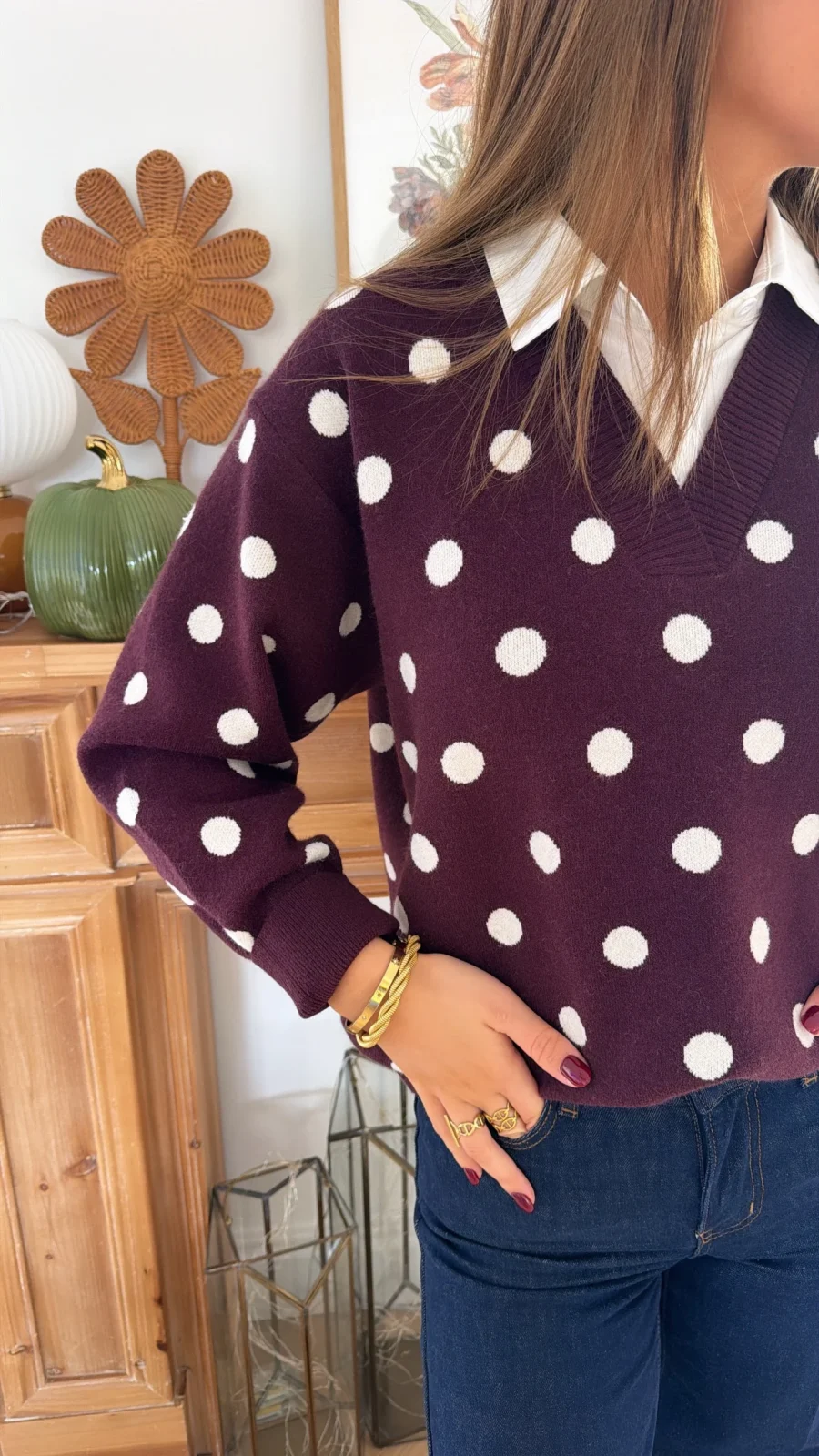 Pull Chemise Bordeaux