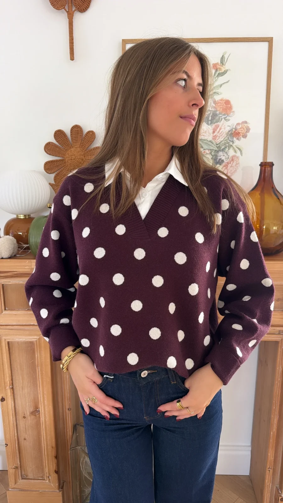 Pull Chemise Bordeaux
